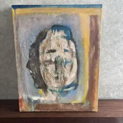 竹中三郎　油絵　「顔の絵のある水がめと梨」　出品作品 竹中三郎 油絵「顔」 1950年 出品作品 - メルカリ