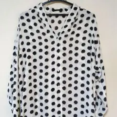 美品 慈雨 センソユニコ ドット柄変形シャツ シアサッカー サイズ40