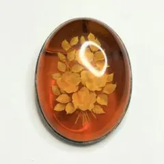 ヴィンテージ 琥珀ブローチ＆ペンダントトップ 薔薇彫刻 925 シルバー