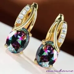 新品 レディース ピアス ゴールド クリスタル オーロラ オパール イベント
