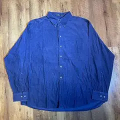 00s NAUTICA c-boyネイビーコーデュロイ長袖シャツブルーメンズ　L