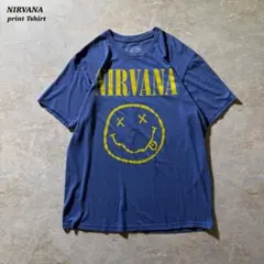 NIRVANA半袖プリントTシャツ古着グレイッシュブルー当時物unisex美品Lのサムネイル