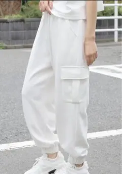 カーゴスウェットパンツ　M レディース　アイボリー