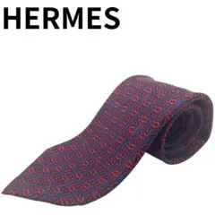 HERMES　エルメス ネクタイ　蹄鉄柄　ホースシュー　馬蹄　馬具