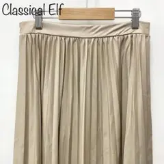 【Classical Elf】フェイクレザーロングプリーツスカート モカブラウン