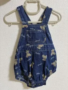 Polobaby クマ柄デニムロンパース 70