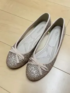 しまむらグリッター フラットシューズ ゴールド