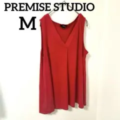 PREMISE STUDIO 【M】赤 Vネック ノースリーブ レッド 海外古着