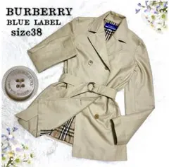 バーバリー トレンチコート ベージュ ベルト付 ノバチェック ミドル丈 ダブル