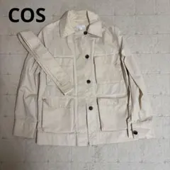 COS オーバーサイズ レザーカラー ユーティリティ ジャケット ボルドー S COS オーバーサイズ レザーカラー ユーティリティ ジャケット ボルドー