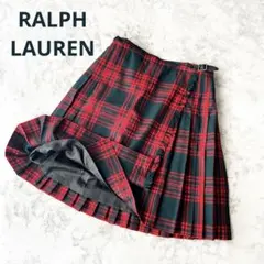 RALPH LAUREN チェック 巻きスカート　ウール100%