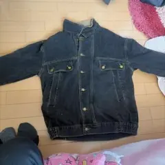 黒 デニムジャケット スタンドカラー