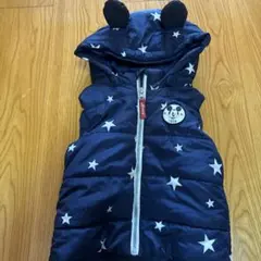 ミッキーマウス 星柄 フード付きダウンベスト 92cm