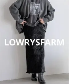 LOWRYSFARM/シャイニーベロアタイトスカート　ブラック