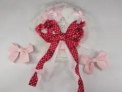 ハンドメイド♡ふわふわハート×パール 2wayブローチ＆ヘアクリップ ロリータ