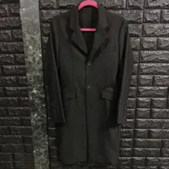 ノーアイディー　千鳥柄　黒ロング丈ジャケットコート薄手　サイズ１Ｓ~Ｍ　着丈９６