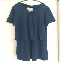 授乳Tシャツ　半袖　Tシャツ ブルー Lサイズ　授乳用　マタニティーのサムネイル