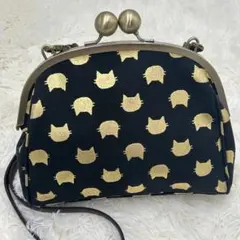 極美品 AYANOKOJI 大玉がま口ショルダーバッグ HAKUにゃんこ 金箔