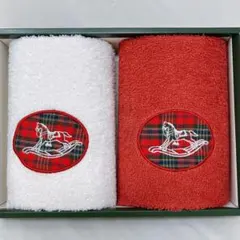 馬の刺繍入りタオルハンカチ2枚セット