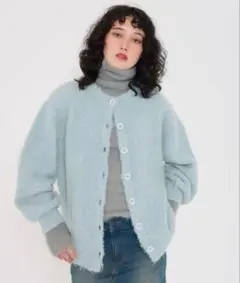 TINA:JOJUN ふわふわシャギー フラックオーバーカーディガン M 水色