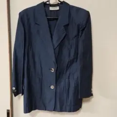 値下げ サイズ　L-LL　綿50、麻50混　紺ジャケット