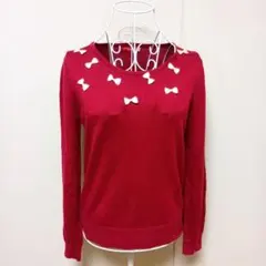 earth music&ecology 胸元リボン 長袖ニット Ｍ