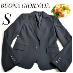 ボナジョルナータ　テーラードジャケット ブラック ストライプS 毛54%