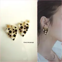 【No.387】ハンドメイド ピアス イヤリング 上品 大人綺麗 高見え シック