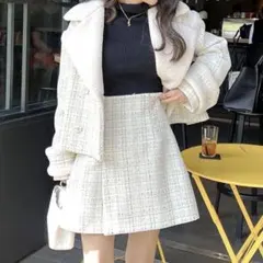 eimy istoire ツイードラップミニスカート ホワイト