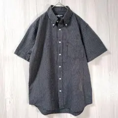 ミチコロンドンコシノ シアサッカー ストライプシャツ 半袖 黒 M 夏服のサムネイル
