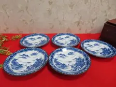 6ee137昭和レトロ 和柄　取り皿/中皿5枚　Φ16ｃｍ