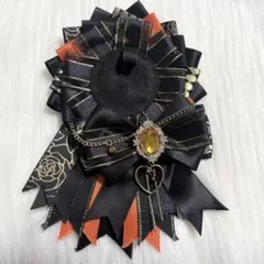 痛ロゼット 缶バッジ 痛バッグ オレンジ×ブラック