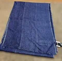 【マフラー】アルマーニ・コレツィオーニ、ヘリンボーン柄、ネイビー、イタリア製