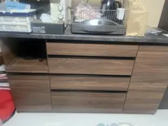 パウモナキッチンカウンター 食器棚 木目調160センチのサムネイル