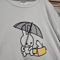 CUNE キューン ダンボール 捨て猫 ネコ うさぎ Tシャツ ホワイト 半袖