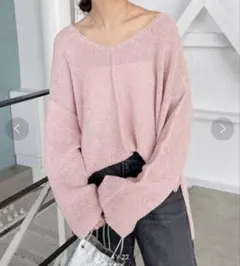Spick & Span カノコ編みペーパーヤーン2WAYルーズニット　ピンク
