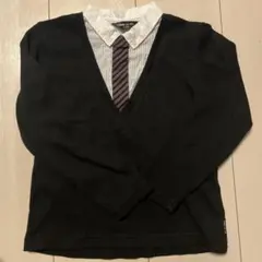 COMME CA ISM Vネックセーター 110A 黒