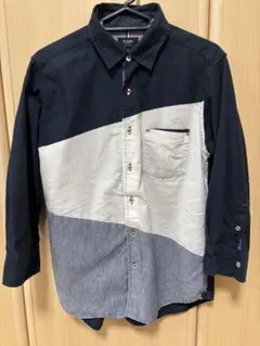 BEAMS HEART シャツ メンズ S 切替デザイン 長袖 コットン リネン