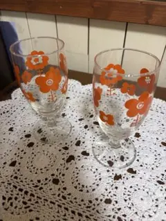 花柄　ホーローオイルポット　2点セット　昭和レトロ　年代物　キッチン 花柄 ホーローオイルポット 2点セット 昭和レトロ 年代物 キッチン