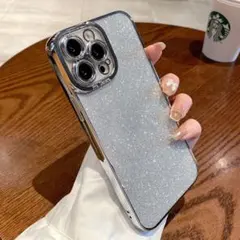 シルバー　パープル　キラキラ　人気　シンプル　iPhone14Proケース