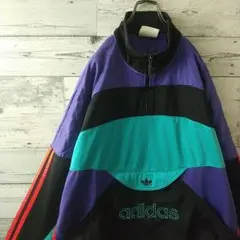 80s アディダス センターロゴ ハーフジップ アノラック トラックジャケット