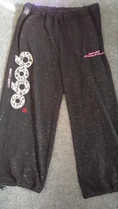 9090 スウェット パンツ スパンコール付きブラック パンツ Sサイズ