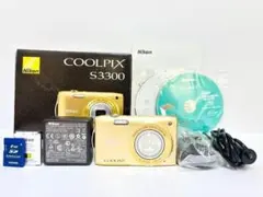 【極美品・付属品完備】　ニコン　Nikon COOLPIX S3300 ゴールド Nikon デジタルカメラ COOLPIX S3300