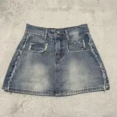 ダメージ加工 デニム ミニスカート