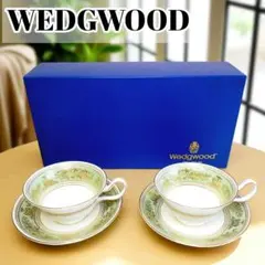 【希少/美品】ウェッジウッド コロンビア セージグリーン 黒壺 2客