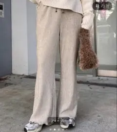 CIAOPANIC TYPY ベロアプリーツ微フレアイージーパンツ