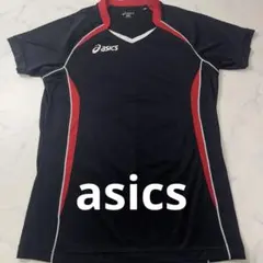 asics Lサイズ VネックTシャツ 黒/赤