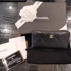 CHANEL マトラッセ コンパクトウォレット ブラック