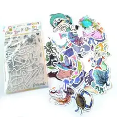 文房具　雑貨　まとめ売り　海洋生物 ステッカーセット　クリアスタンプ