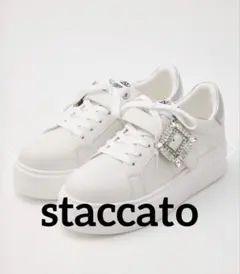 STACCATO サイドバックルプラットフォームスニーカー　23.5cm 白のサムネイル